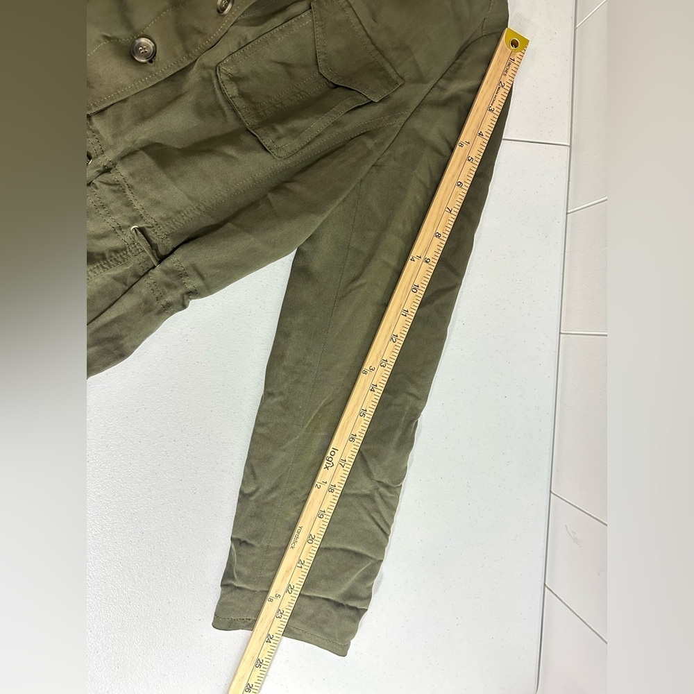 White House Black Market Sz 6 Utility Jacket Shirt Army Green Roll Tab Sleeves - Picture 12 of 13